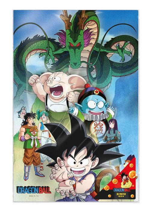 Sd Toys Poster 3D Dragon Ball Shenron And Heroes 38x58 cm PVC Officiel