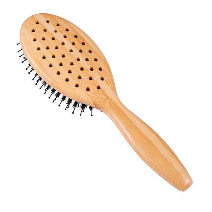 STEINHART Brosse ovale en bambou pour cheveux - Design Vent Cushion, poils de sanglier et nylon recyclables, 65x225mm STEINHART Brosse ovale en bambou pour cheveux - Design Vent Cushion, poils de sanglier et nylon recyclables, 65x225mm