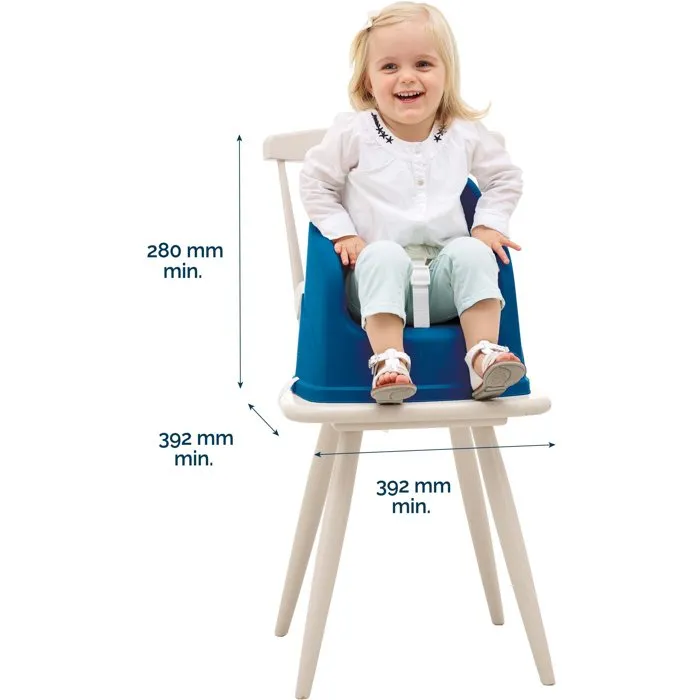 Thermobaby TUDI - Rehausseur de chaise pour bébé de 6 à 36 mois (15 kg) - Bleu océan - Ultra léger et facile à transporter pour repas et voyages