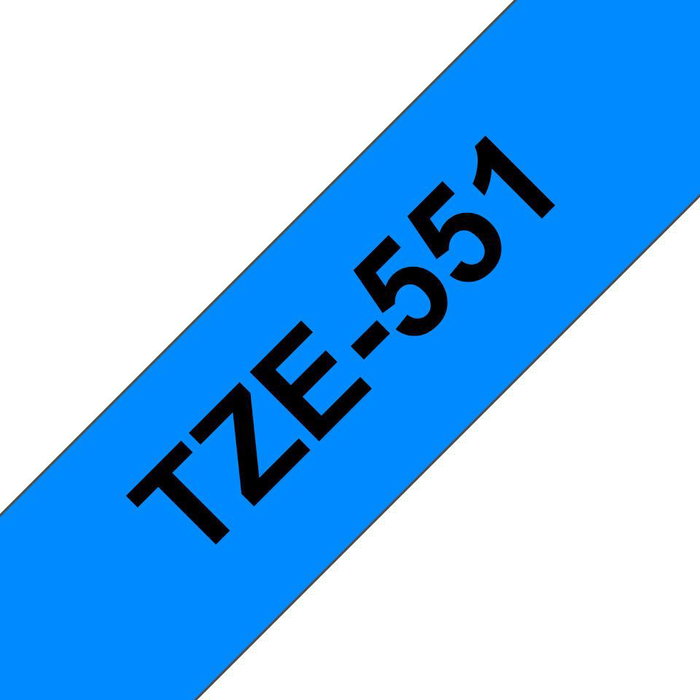 Brother TZe-551 Ruban de lamination 24mm x 8m, texte noir sur fond bleu Brother TZe-551 Ruban de lamination 24mm x 8m, texte noir sur fond bleu
