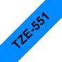 Brother TZe-551 Ruban de lamination 24mm x 8m, texte noir sur fond bleu