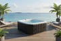 Sunspa - Kit Spa gonflable carré 6 places avec filtration, 130 micro-jets, 4 appuis-têtes, couverture, époussette et tapis