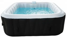 Sunspa - Kit Spa gonflable carré 6 places avec filtration, 130 micro-jets, 4 appuis-têtes, couverture, époussette et tapis