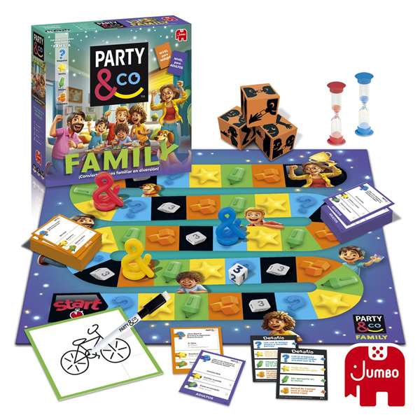 Diset - Juego Party & Co. Family - Jeu de plateau familial en espagnol - Pour adultes et enfants - 2 niveaux de difficulté - 3 joueurs