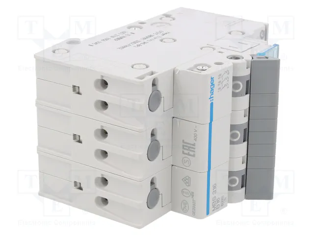 HAGER MBS Quick Connect Disjoncteur 3 pôles 16A 230/400V AC
