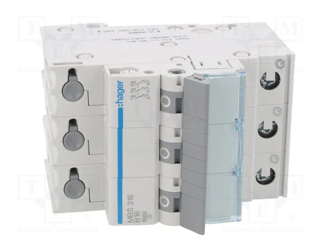 HAGER MBS Quick Connect Disjoncteur 3 pôles 16A 230/400V AC