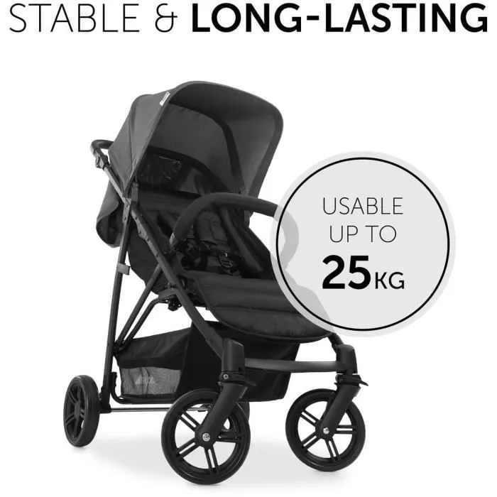Hauck Rapid 4 Poussette compacte 4 roues, dossier inclinable, panier XL, pliage une main, pour enfant jusqu'à 25 kg - Gris