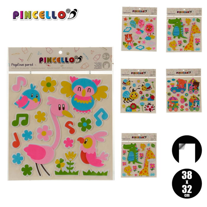 Pincello Lot de 6 stickers muraux variés 38x32 cm (Set de 24)