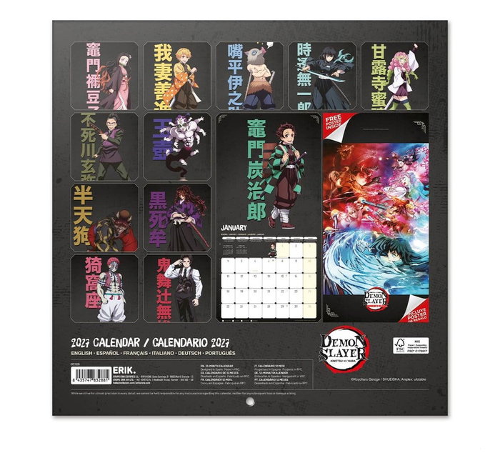 Grupo Erik Calendrier mural Demon Slayer 2027 30 x 30 cm Grupo Erik Calendrier mural Demon Slayer 2027 30 x 30 cm