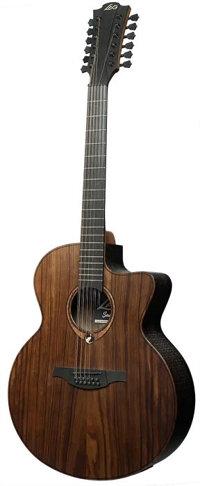 LAG Guitare Électroacoustique Jumbo 12 Cordes Sauvage – Table Brankowood, Eucalyptus, Électronique Stage