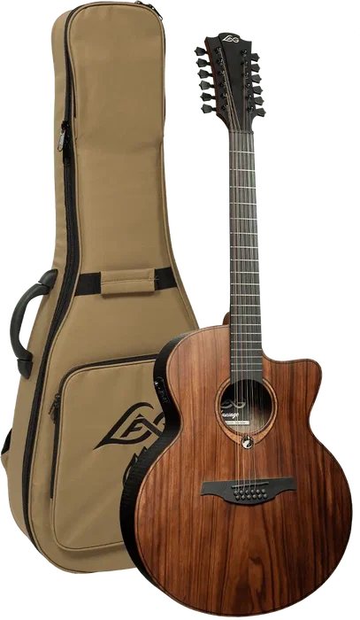 LAG Guitare Électroacoustique Jumbo 12 Cordes Sauvage – Table Brankowood, Eucalyptus, Électronique Stage