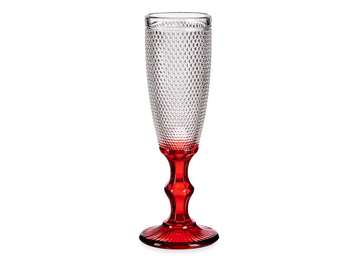 Vivalto Coupe à Cava en Verre à Pied Rouge 180 ml 7x20x7 cm (Set de 36)