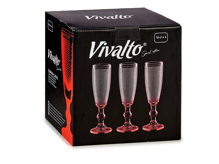 Vivalto Coupe à Cava en Verre à Pied Rouge 180 ml 7x20x7 cm (Set de 36)