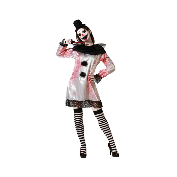 BigBuy Carnival Déguisement Clown Sanguinaire avec Robe Blanche pour Femme XS-S