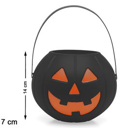 Calabaza Negra Décorative pour Halloween - Décoration Sinistre et Élégante pour Table, Vitrine, 14 x 17 cm