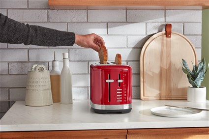 Kitchenaid 5KMT2109 EER Tostadora - Tostadora para 2 Rebanadas con Ranuras Extraanchas, 7 Niveles de Toste, Color Rojo