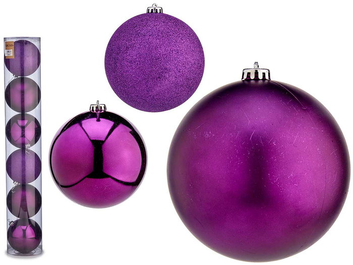 Krist+ Set de 6 Boules de Noël Violet 15 cm Plastique (Set de 4) Krist+ Set de 6 Boules de Noël Violet 15 cm Plastique (Set de 4)