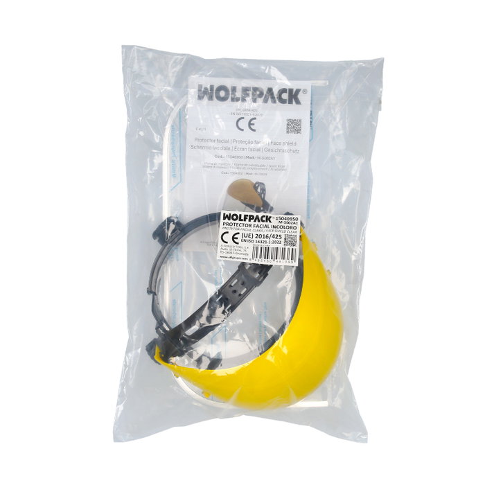 WOLFPACK LINEA PROFESIONAL Protège-visage en Polycarbonate Transparent avec Harnais, Jaune