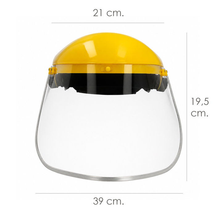 WOLFPACK LINEA PROFESIONAL Protège-visage en Polycarbonate Transparent avec Harnais, Jaune