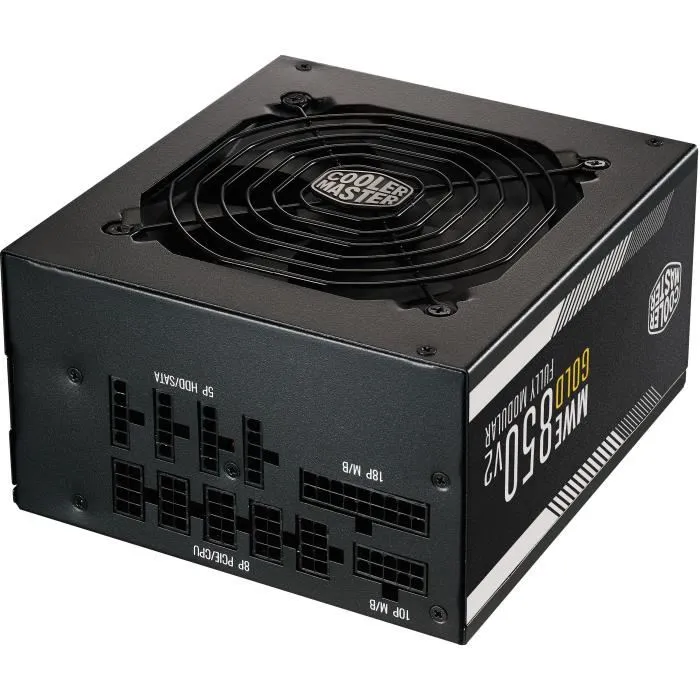 Cooler Master MWE Gold V2 850W - Alimentation ATX 3.1 80 PLUS Gold modulaire - 850W - Ventilateur 120 mm HDB - 1x ATX24, 2x EPS, 4x PCIe, 12x SATA