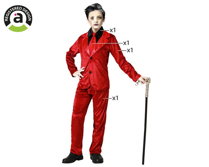 Atosa Traje de Vampiro Rojo con Corbata para Niño Atosa Traje de Vampiro Rojo con Corbata para Niño