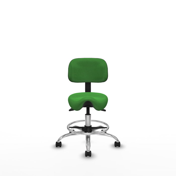 Tabouret Zarza Asynchrone Tissu Vert Structure chromée Sans accoudoirs Sans appui-tête Roulettes autofreinées