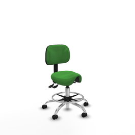 Tabouret Zarza Asynchrone Tissu Vert Structure chromée Sans accoudoirs Sans appui-tête Roulettes autofreinées