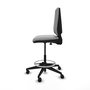 Tabouret Taburete Elche Contact permament de base Tissu Gris clair Base pyramidale noire Sans accoudoirs Sans appui-tête Roulettes 65mm nylon
