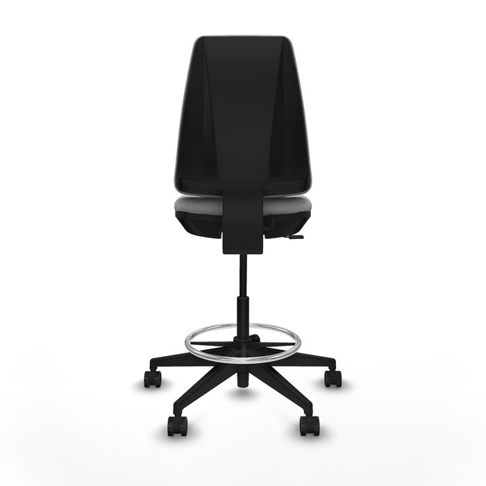 Tabouret Taburete Elche Contact permament de base Tissu Gris clair Base pyramidale noire Sans accoudoirs Sans appui-tête Roulettes 65mm nylon