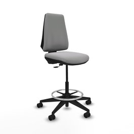 Tabouret Taburete Elche Contact permament de base Tissu Gris clair Base pyramidale noire Sans accoudoirs Sans appui-tête Roulettes 65mm nylon