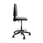 Tabouret Taburete Elche Contact permament de base Tissu Gris clair Base pyramidale noire Sans accoudoirs Sans appui-tête Roulettes 65mm nylon
