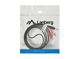 Lanberg Câble Audio Stéréo Mini Jack 3.5 mm Mâle vers 2x RCA Chinch 1.5 m Noir