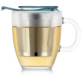 Bodum Yo-Yo Set Mug en verre trempé avec infuseur à thé en inox - Bleu clair - 0,35 l