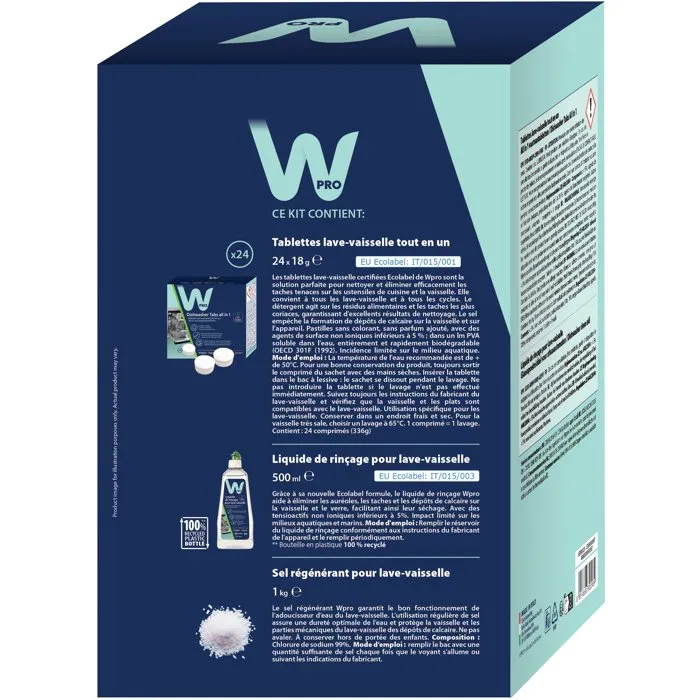 Wpro Kit démarrage lave-vaisselle KDW025 - Solution complète de 3 produits Wpro Kit démarrage lave-vaisselle KDW025 - Solution complète de 3 produits