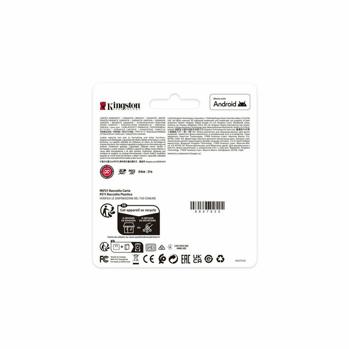 Carte Mémoire Micro SD avec Adaptateur Kingston Canvas Select Plus Gen3 128 GB