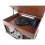 Inovalley RETRO10E-BTH-N - Chaîne Hi-Fi rétro Bluetooth avec lecteur de vinyles, CD, K7 audio, radio FM, USB et Aux-In en bois vieilli