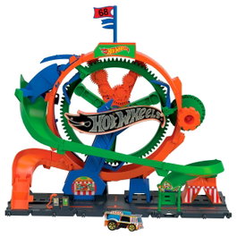 Hot Wheels - Circuit Grande Roue de la Fortune HKX46 Mattel avec lumières et sons - Piste jouet interactive avec voitures - 3 ans et plus