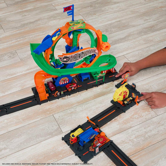 Hot Wheels - Circuit Grande Roue de la Fortune HKX46 Mattel avec lumières et sons - Piste jouet interactive avec voitures - 3 ans et plus