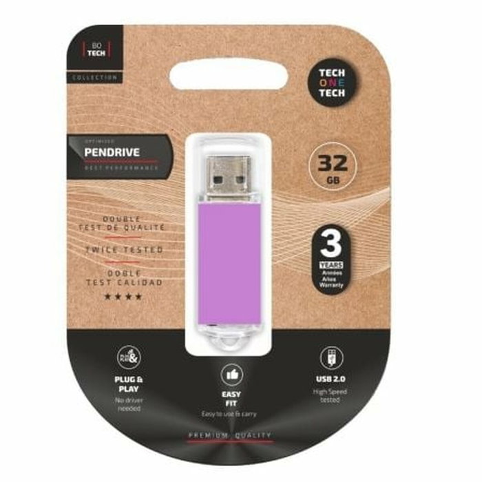 Clé USB Tech One Tech TEC3009-32 Pourpre 32 GB Clé USB Tech One Tech TEC3009-32 Pourpre 32 GB