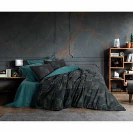BigBuy Home Parure de couette Bleu pétrole à pois, 220 x 240 cm