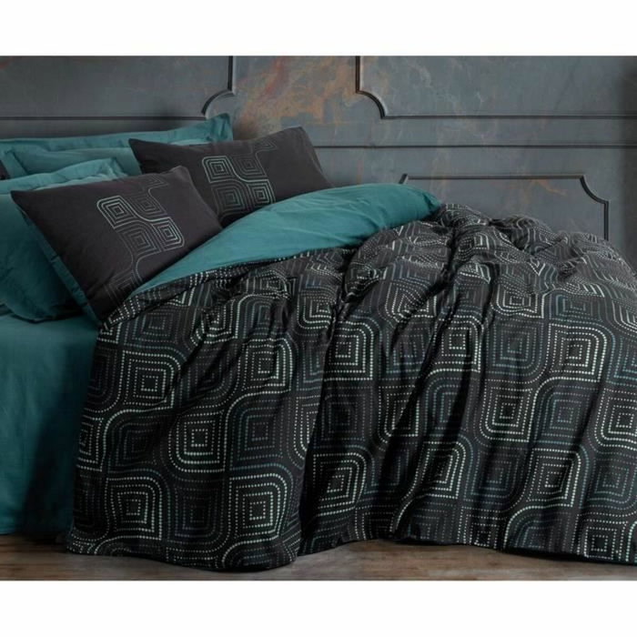 BigBuy Home Parure de couette Bleu pétrole à pois, 220 x 240 cm