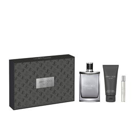 Jimmy Choo - Jimmy Choo MAN Eau de Toilette - Set Coffret Cadeau 3 Pièces : Vaporisateur 100 ml + 7.5 ml + Gel Douche 100 ml - Parfum pour Homme Frais et Fruité