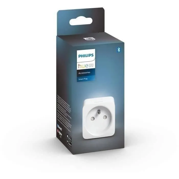 Philips Hue - Prise Connectée Blanche 2P+T, pour Lampe Connectée, Alimentation Électrique, Intérieur, Plastique Philips Hue - Prise Connectée Blanche 2P+T, pour Lampe Connectée, Alimentation Électrique, Intérieur, Plastique