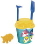 AVC - Cubo de playa tiburones - Seau de plage avec pelle, râteau, tamis et 2 figurines de requin - Diamètre 18 cm - Ensemble de jouets de plage pour enfants