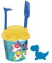 AVC - Cubo de playa tiburones - Seau de plage avec pelle, râteau, tamis et 2 figurines de requin - Diamètre 18 cm - Ensemble de jouets de plage pour enfants