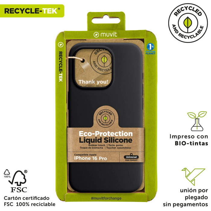 Protection pour téléphone portable Muvit for Change iPhone 16 Pro Max Noir