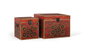 GINER Y COLOMER Lot de 2 coffres en bois de manguier peints à la main, rouge