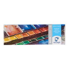 Van Gogh Étui métallique d'aquarelles avec 24 couleurs en demi-pastilles