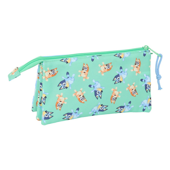 Trousse Fourre-Tout Triple Bluey Sisters Vert 22 x 12 x 3 cm