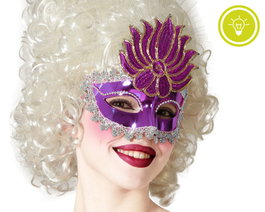 Masque vénitien antifaz violet brillant pour femme adulte